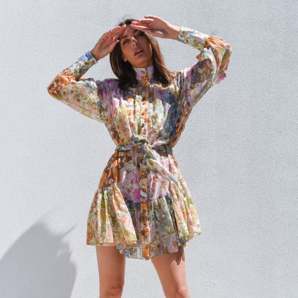 Zimmerman Super Eight Lantern Mini Dress